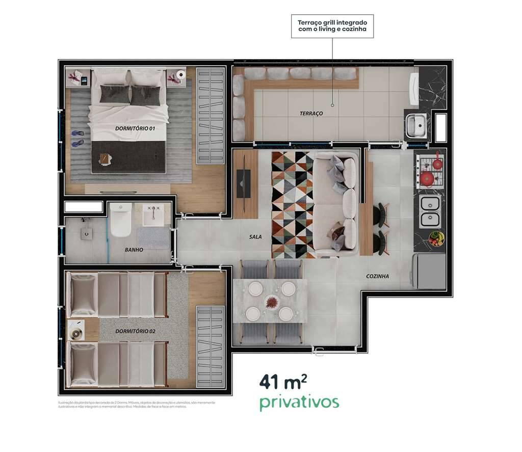 Apartamento à venda com 2 quartos, 41m² - Foto 3