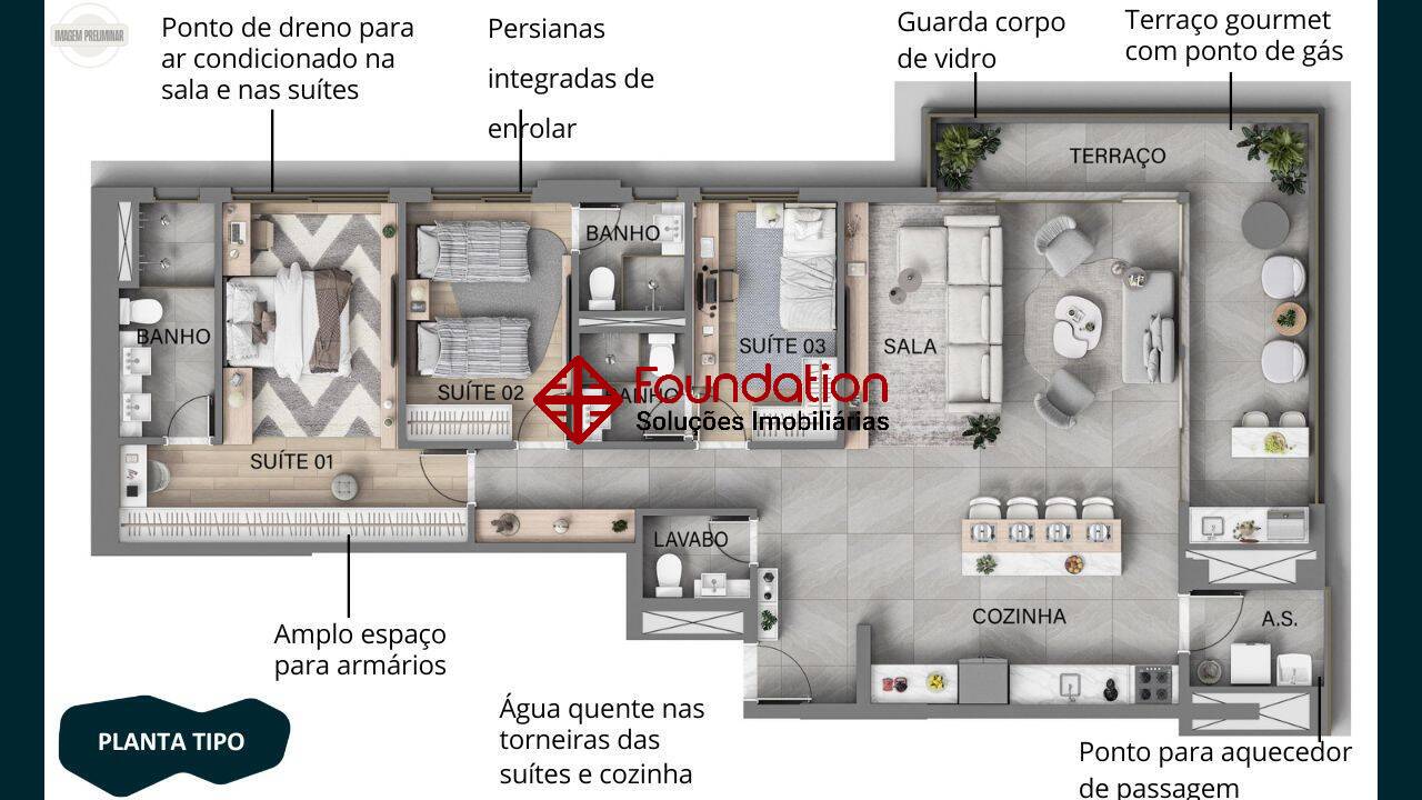 Apartamento à venda com 3 quartos, 130m² - Foto 30